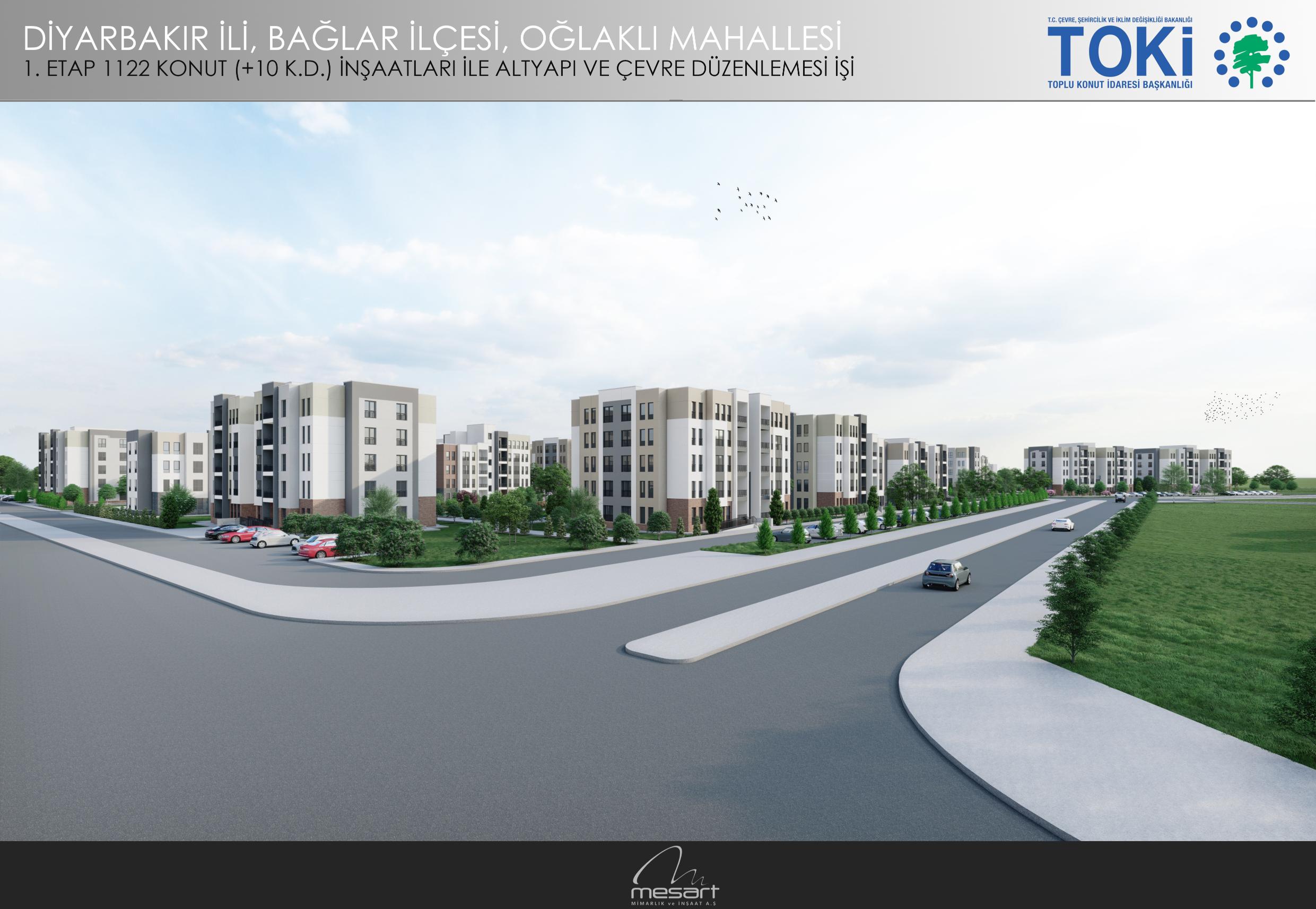 Diyarbakır İli Bağlar İlçesi Oğlaklı Mahallesi 1.Etap 1122 Adet Konut İnşaatı