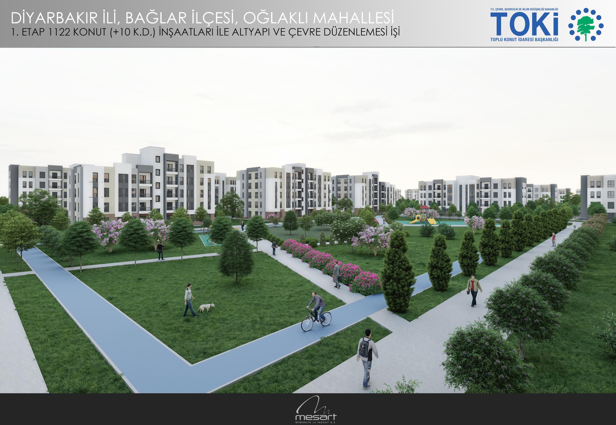 Diyarbakır İli Bağlar İlçesi Oğlaklı Mahallesi 1.Etap 1122 Adet Konut İnşaatı