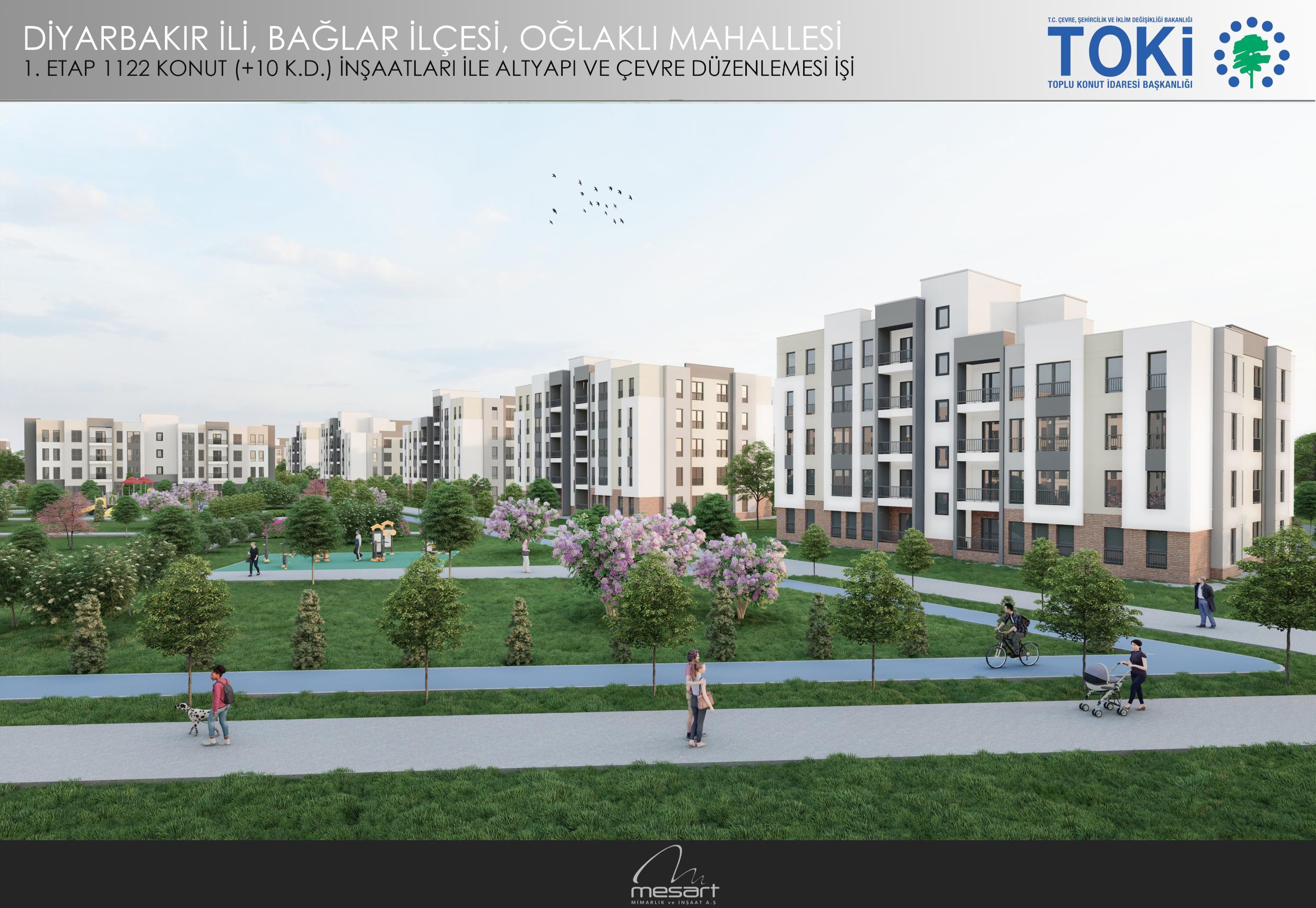 Diyarbakır İli Bağlar İlçesi Oğlaklı Mahallesi 1.Etap 1122 Adet Konut İnşaatı