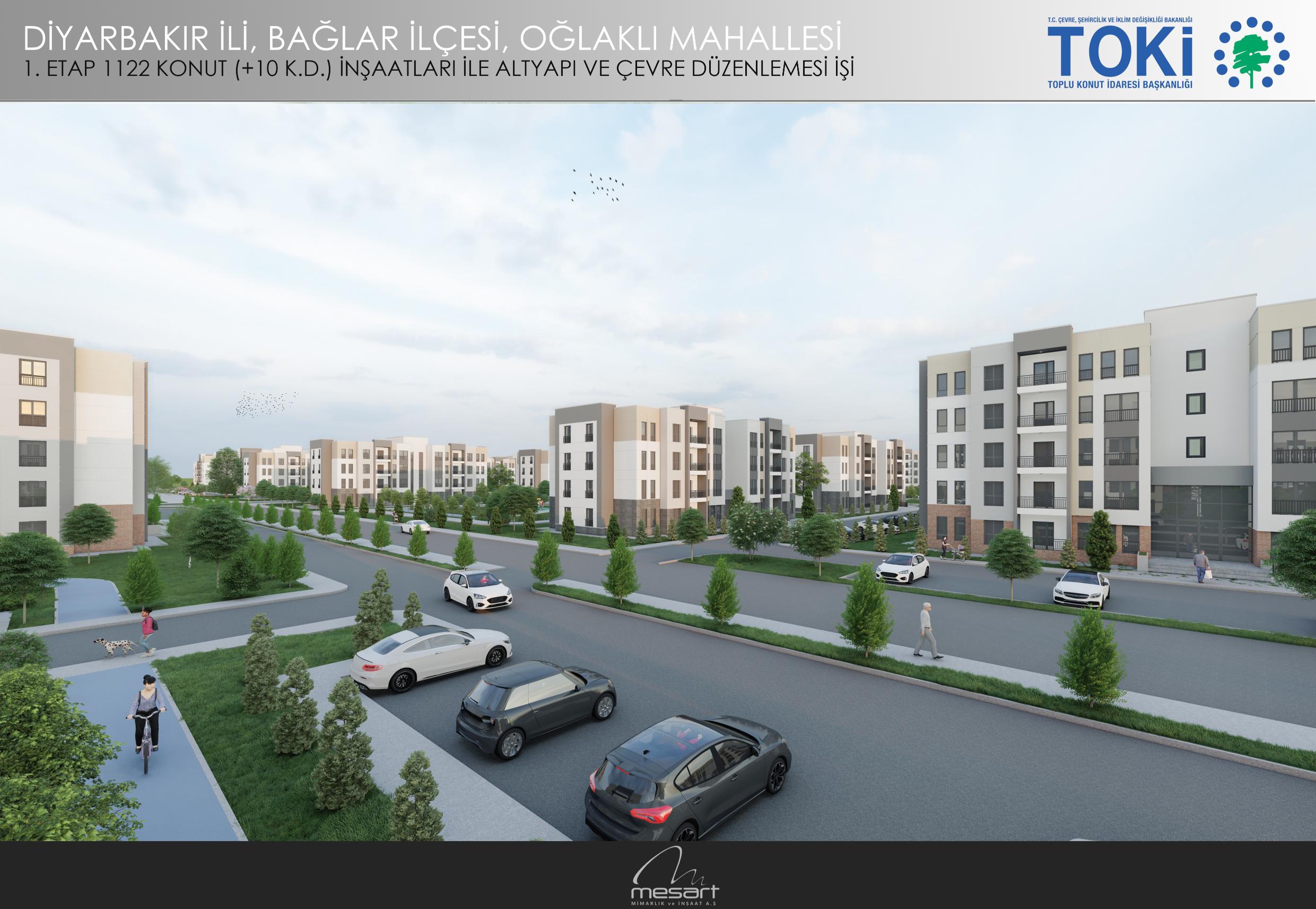 Diyarbakır İli Bağlar İlçesi Oğlaklı Mahallesi 1.Etap 1122 Adet Konut İnşaatı