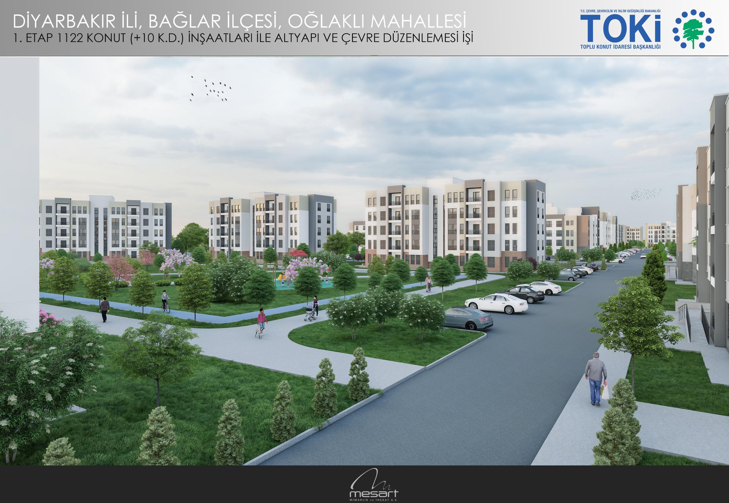 Diyarbakır İli Bağlar İlçesi Oğlaklı Mahallesi 1.Etap 1122 Adet Konut İnşaatı