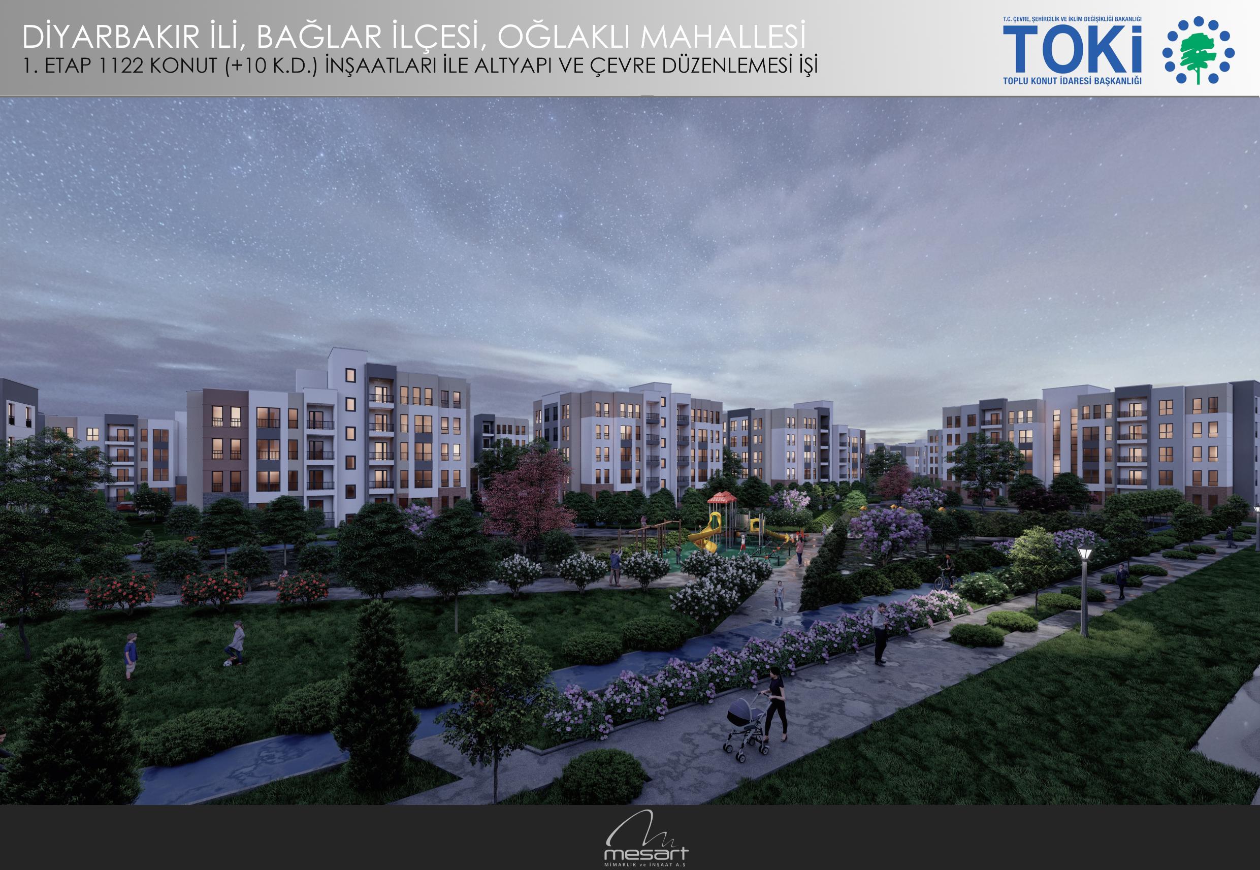 Diyarbakır İli Bağlar İlçesi Oğlaklı Mahallesi 1.Etap 1122 Adet Konut İnşaatı