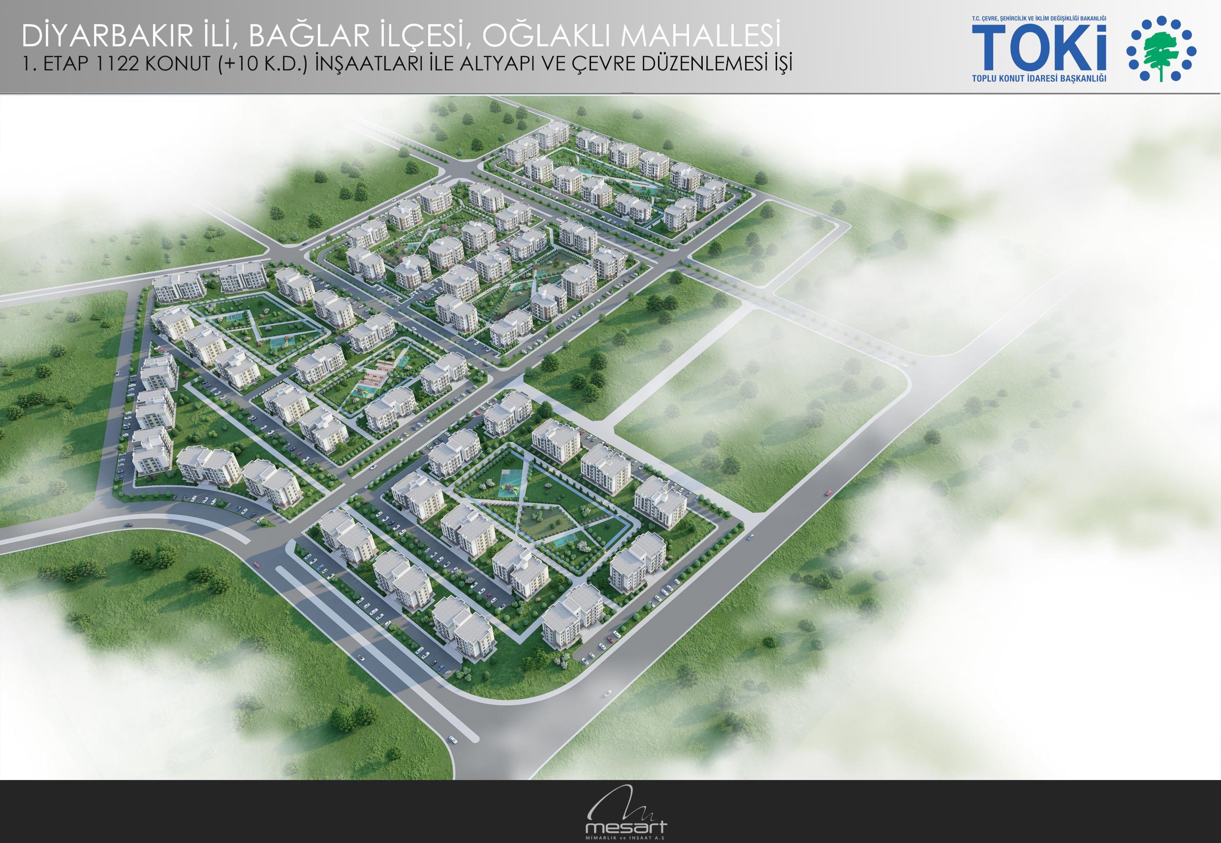 Diyarbakır İli Bağlar İlçesi Oğlaklı Mahallesi 1.Etap 1122 Adet Konut İnşaatı