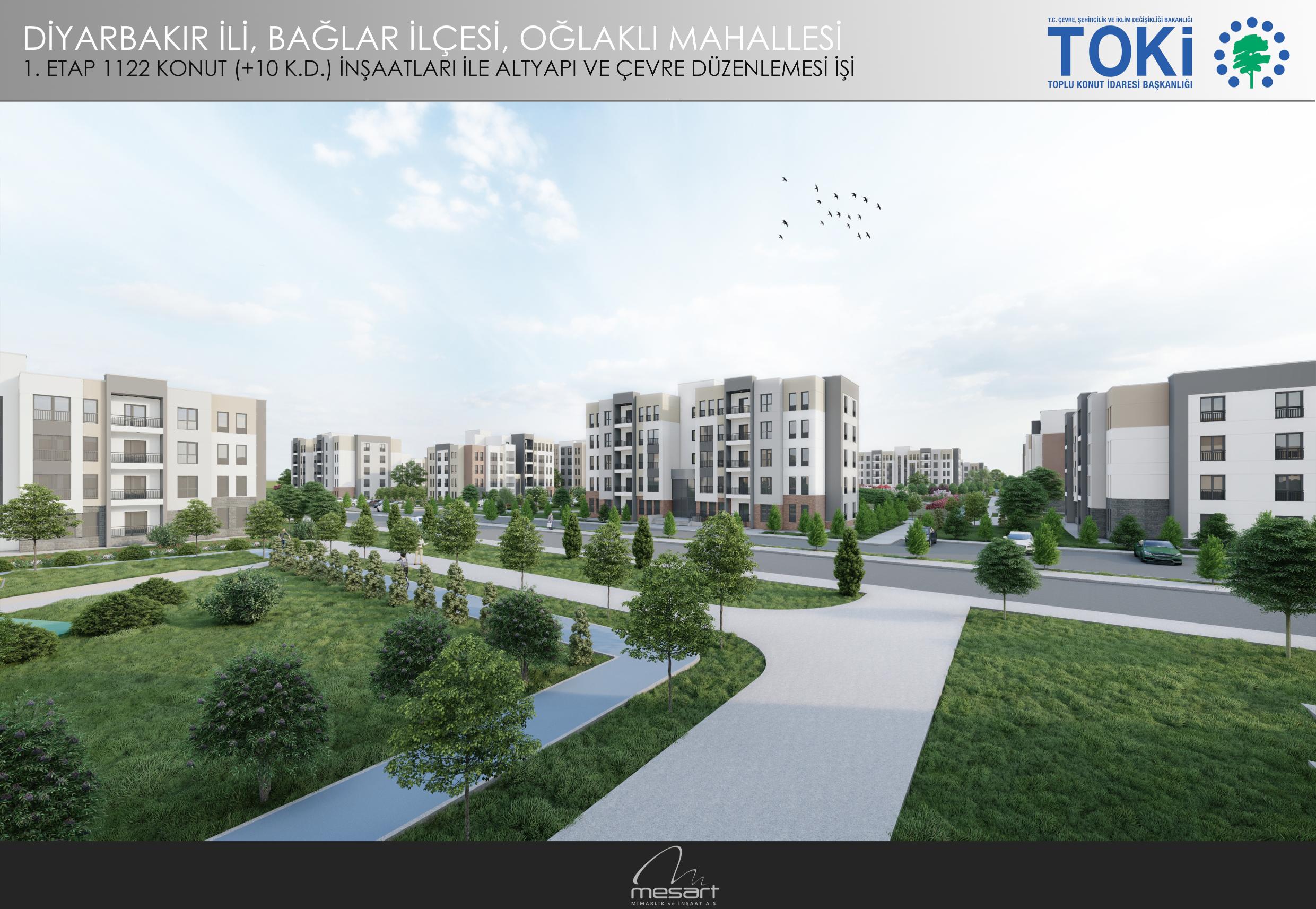 Diyarbakır İli Bağlar İlçesi Oğlaklı Mahallesi 1.Etap 1122 Adet Konut İnşaatı