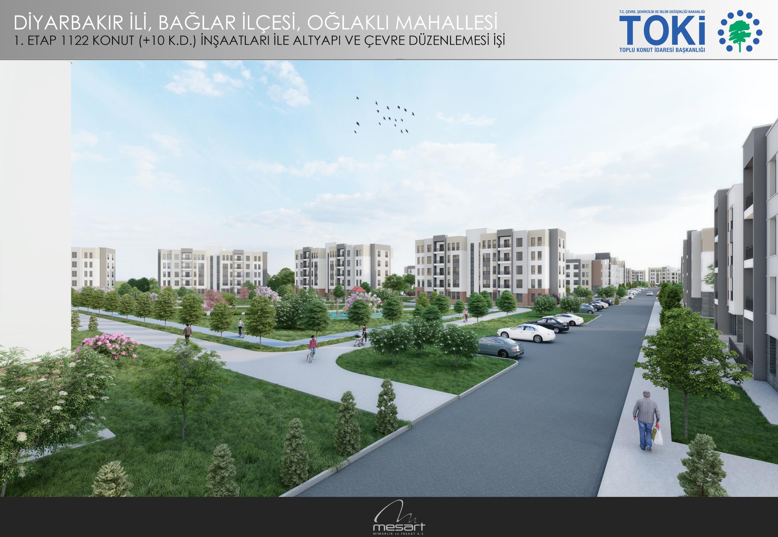 Diyarbakır İli Bağlar İlçesi Oğlaklı Mahallesi 1.Etap 1122 Adet Konut İnşaatı