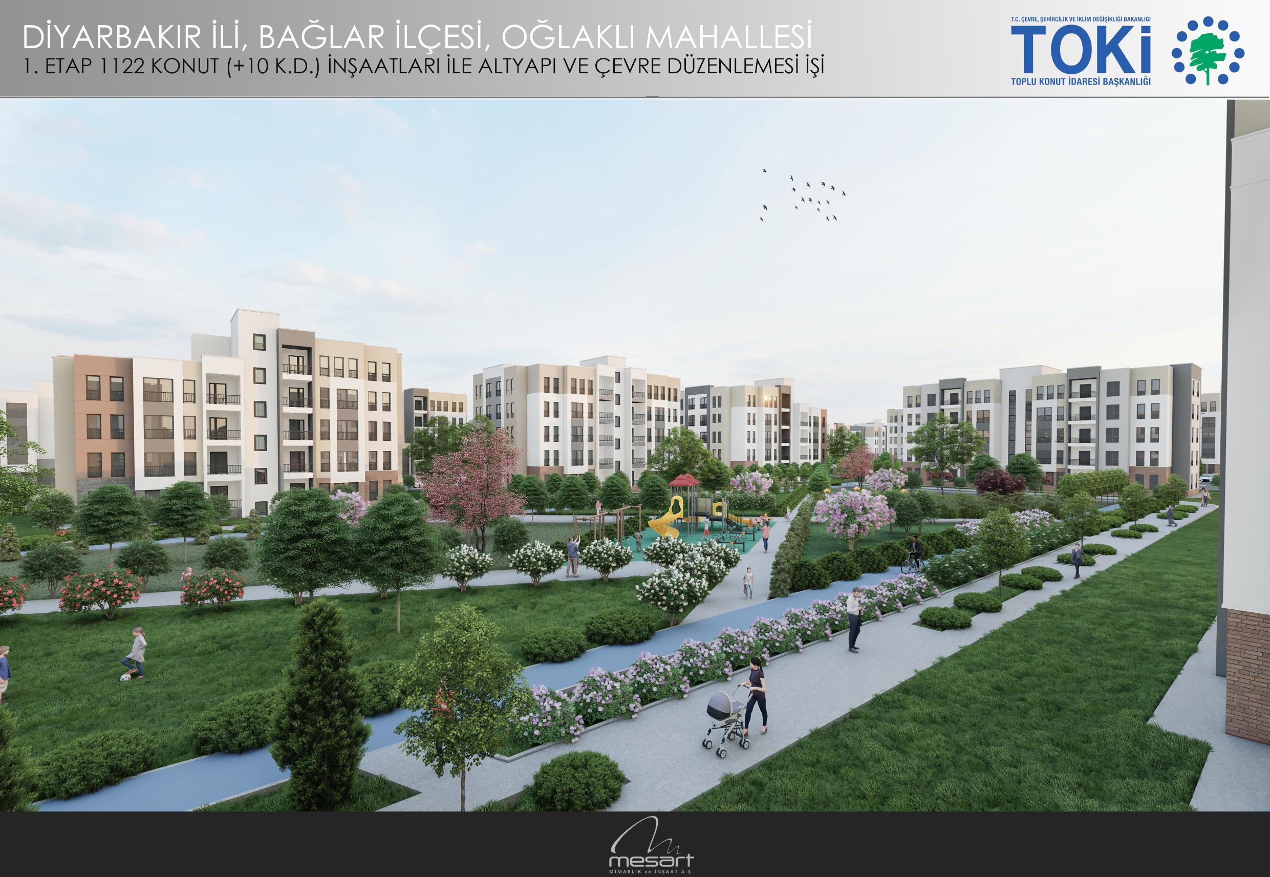 Diyarbakır İli Bağlar İlçesi Oğlaklı Mahallesi 1.Etap 1122 Adet Konut İnşaatı